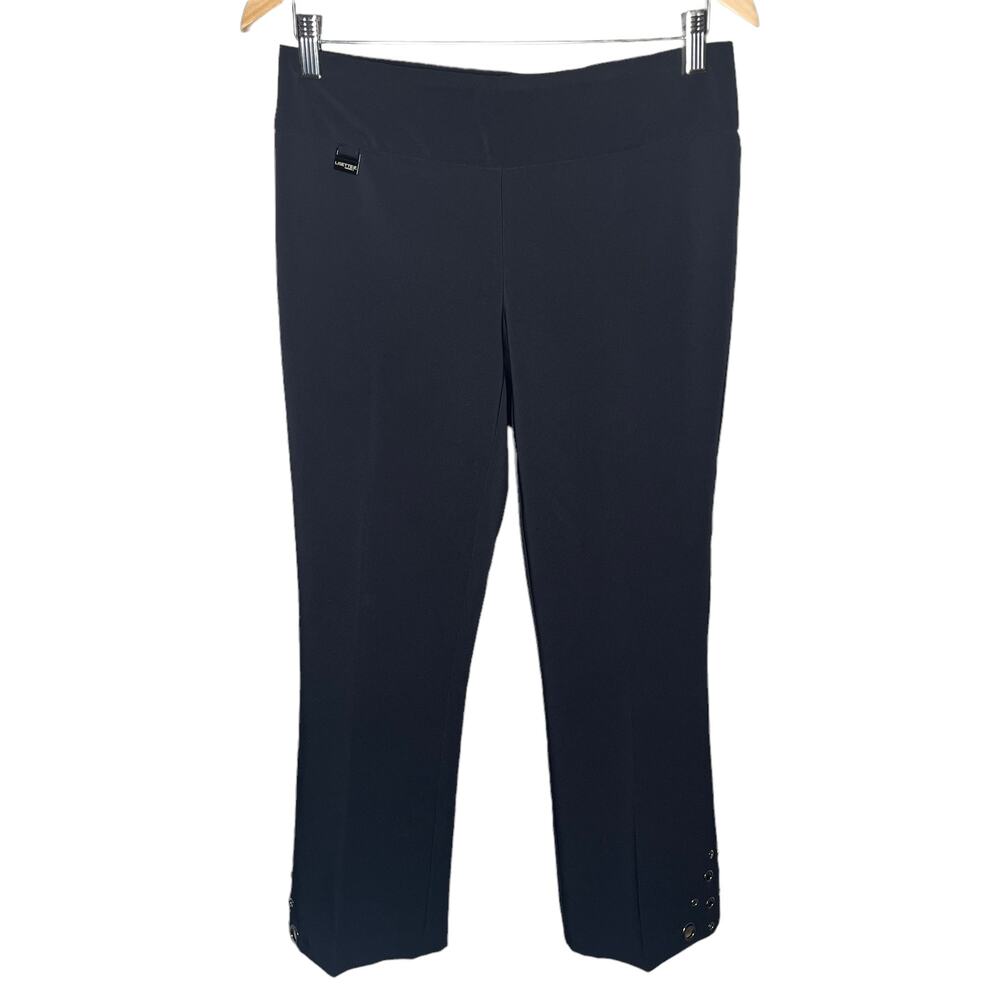 Lisette L Montreal Black Stretch Ankle Pants Cuff Cut Out Detail Size 2
